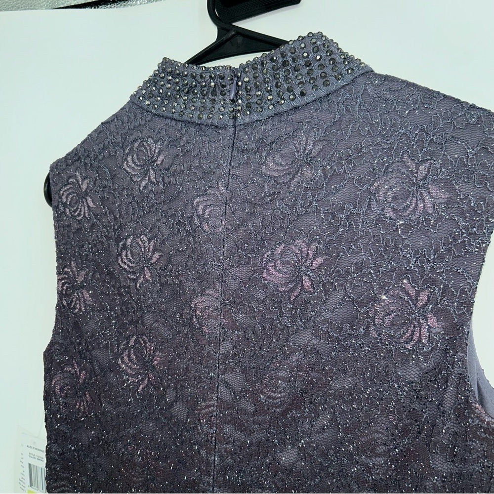 NWT Alex Evenings Purple Ombré Lace Maxi Gown Size‎ 4 - Picture 6 of 9